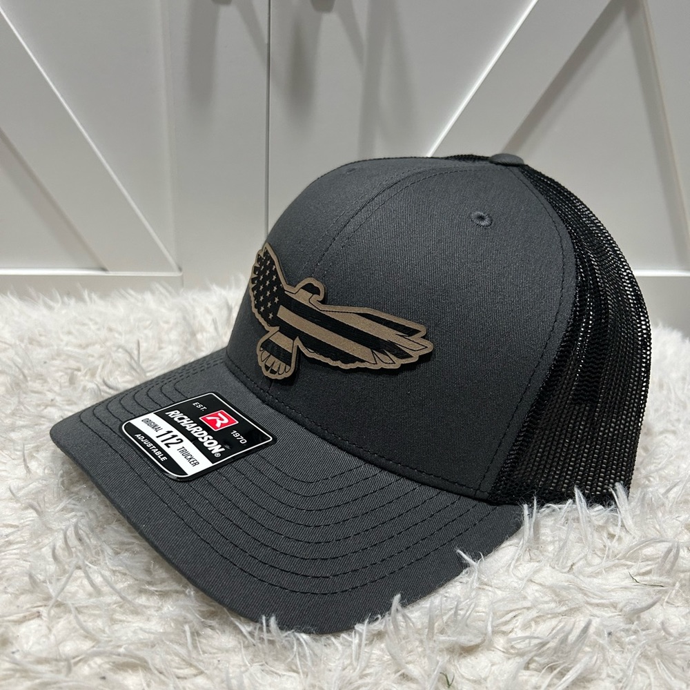 American Flag eagle. Laser engraved Richardson 112 trucker hat.